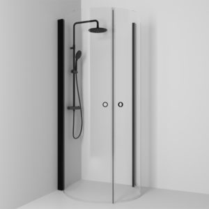 Svedbergs Skoga Hjørnedusj Rund - Sort Matt