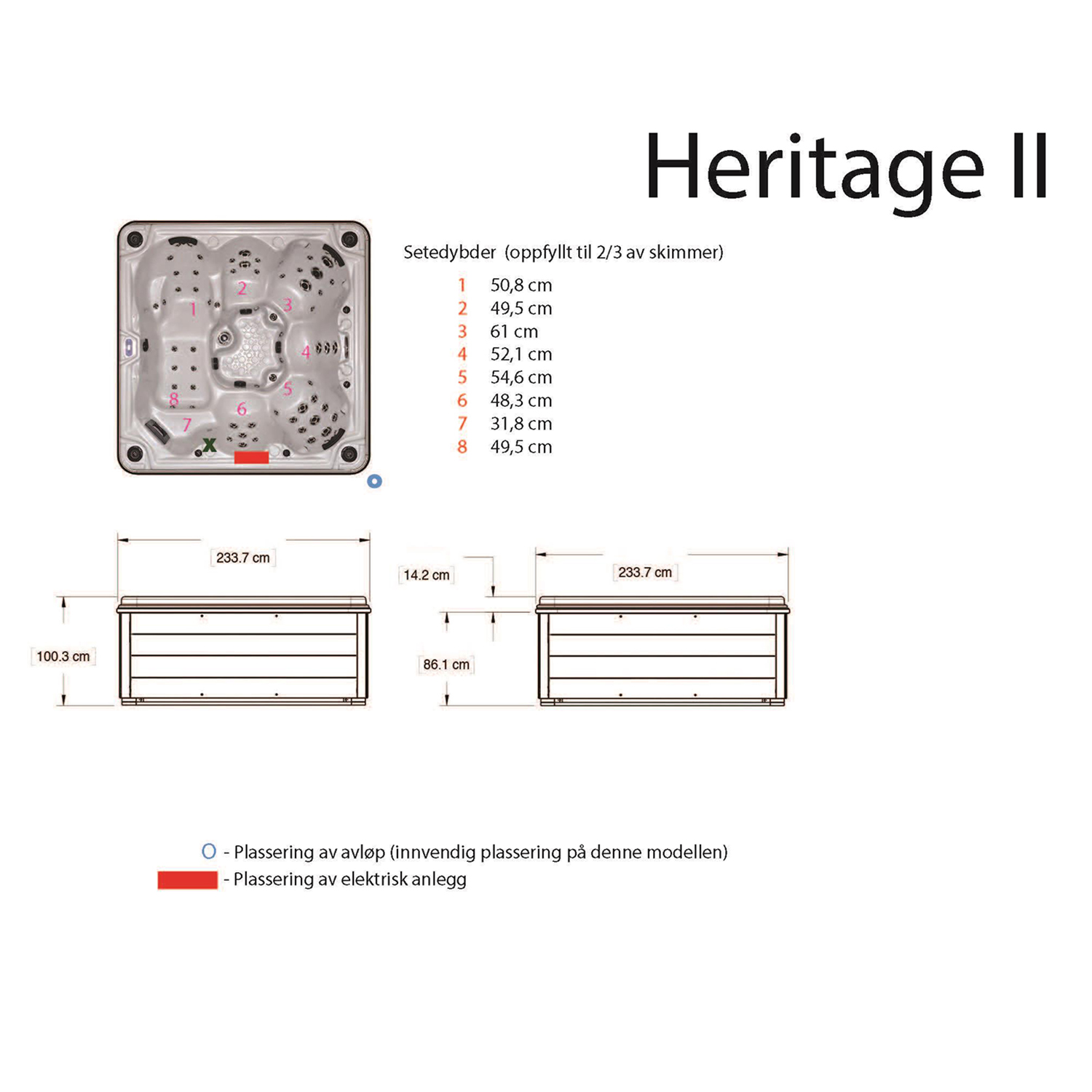 VikingBad Heritage II Utespa Perlehvit/Grått m/lokk - Bilde 5