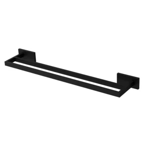 VikingBad Luna Rett Dobbel Håndklestang - Sort Matt