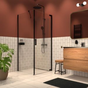 Sealskin Inc Svingdør med sidevegg - Sort Matt