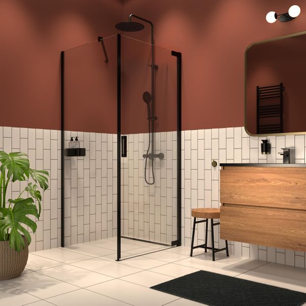 Sealskin Inc Svingdør med sidevegg - Sort Matt