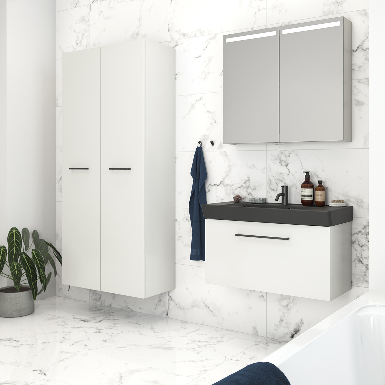 Dansani Mido+ Servantskap - Hvit Matt - Bilde 2