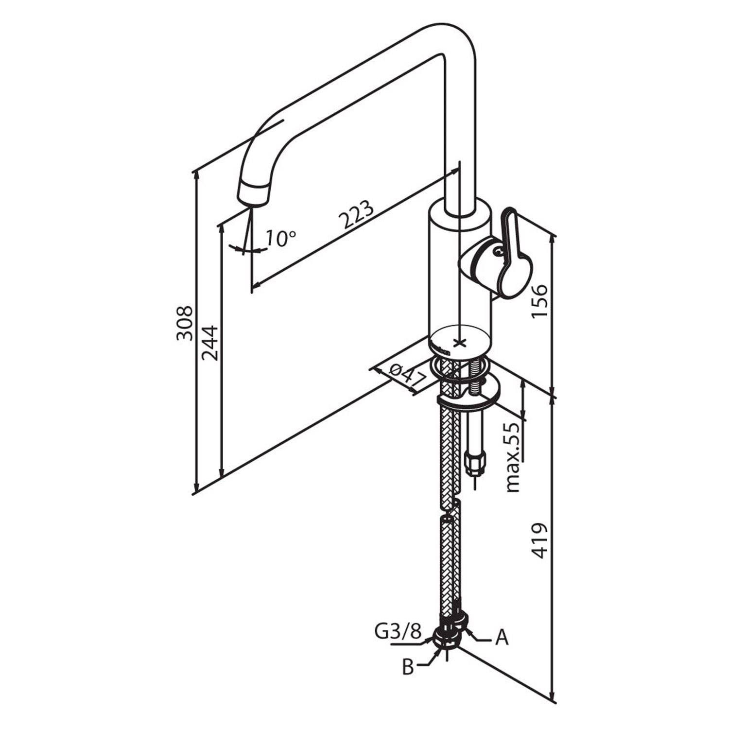 Silhouet Kjøkkenkran - Børstet Grafitt - Bilde 3