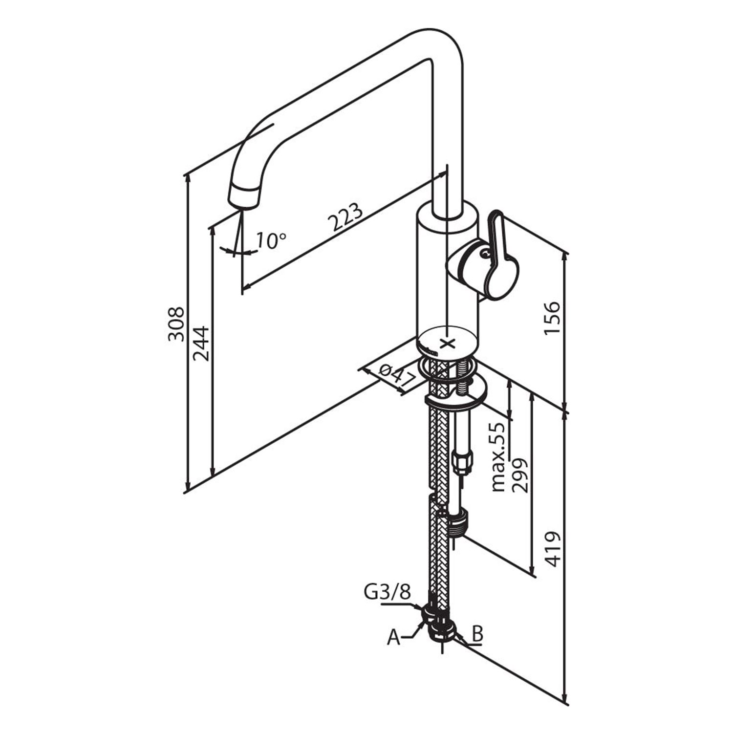 Silhouet Kjøkkenkran - Børstet Grafitt - Bilde 4
