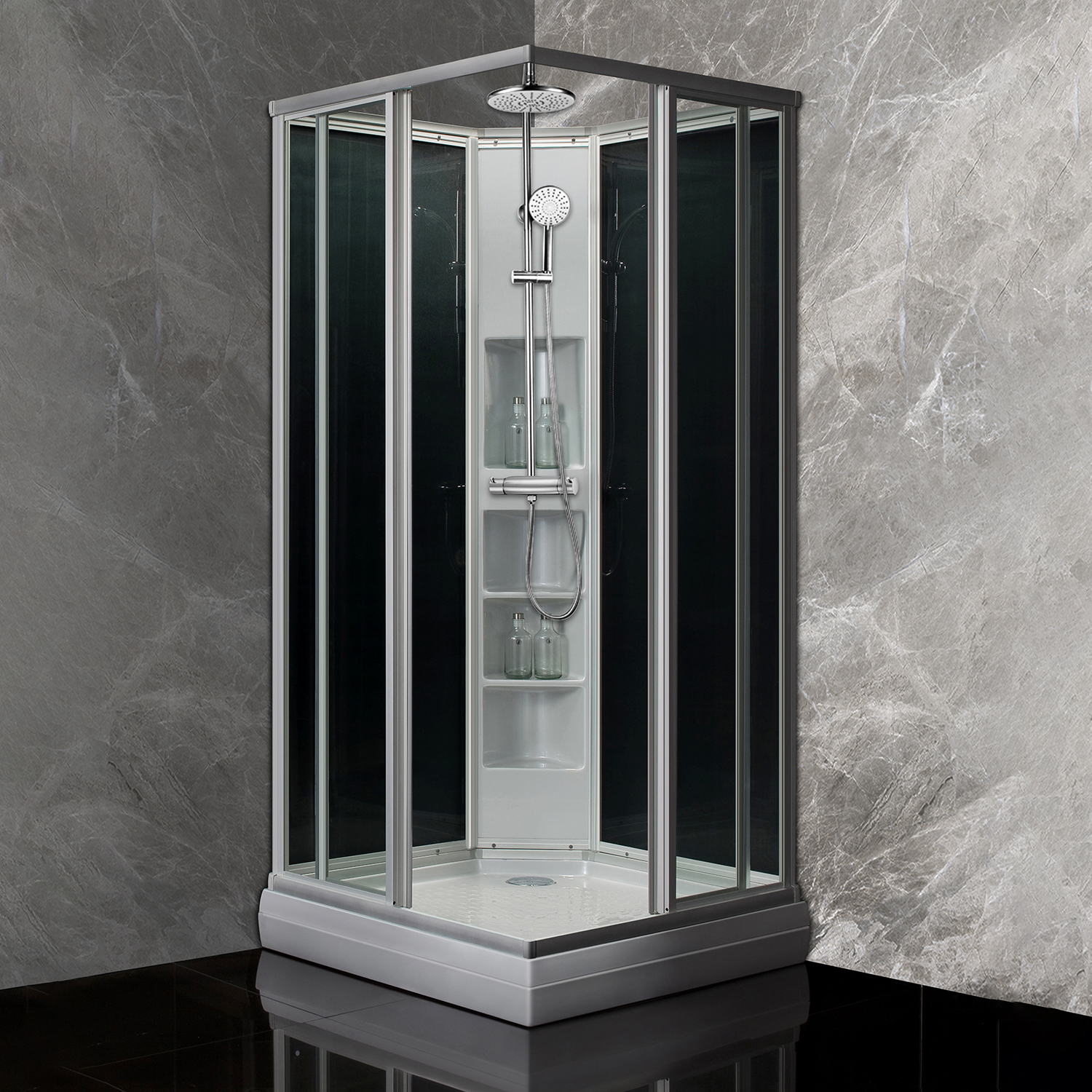 Sanipro Classic Alu Firkantet Dusjkabinett 80x80