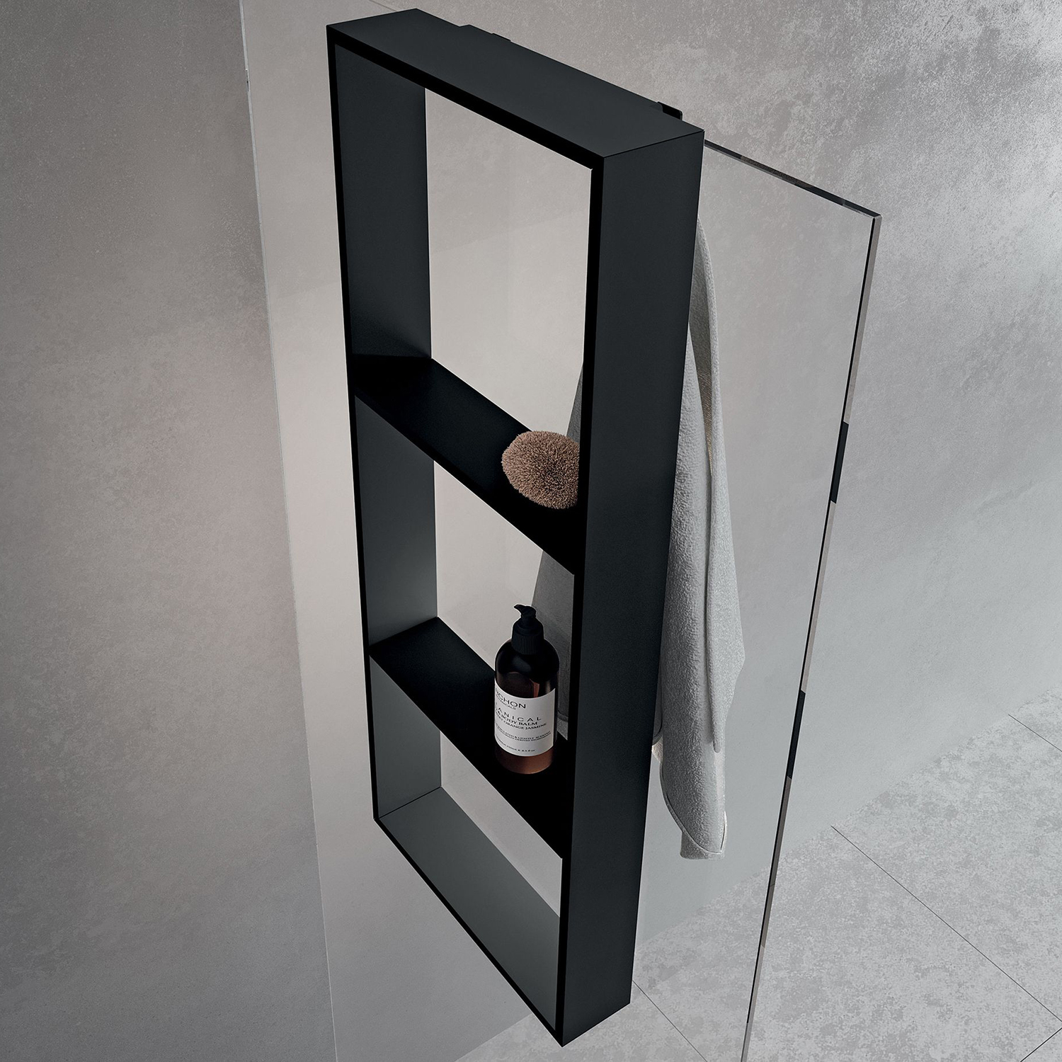 Novellini Frame Dusjhylle 3 hyller og krok - Sort Matt