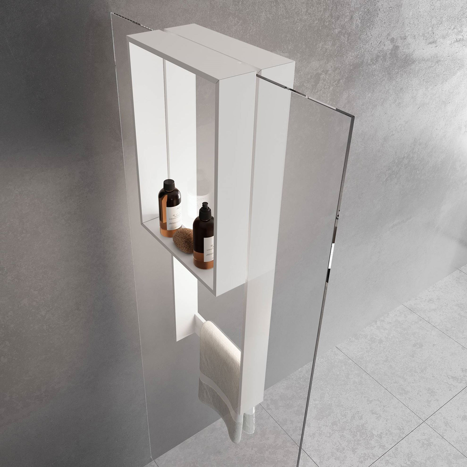 Novellini Frame Dusjhylle m/Håndklestang - Hvit Matt