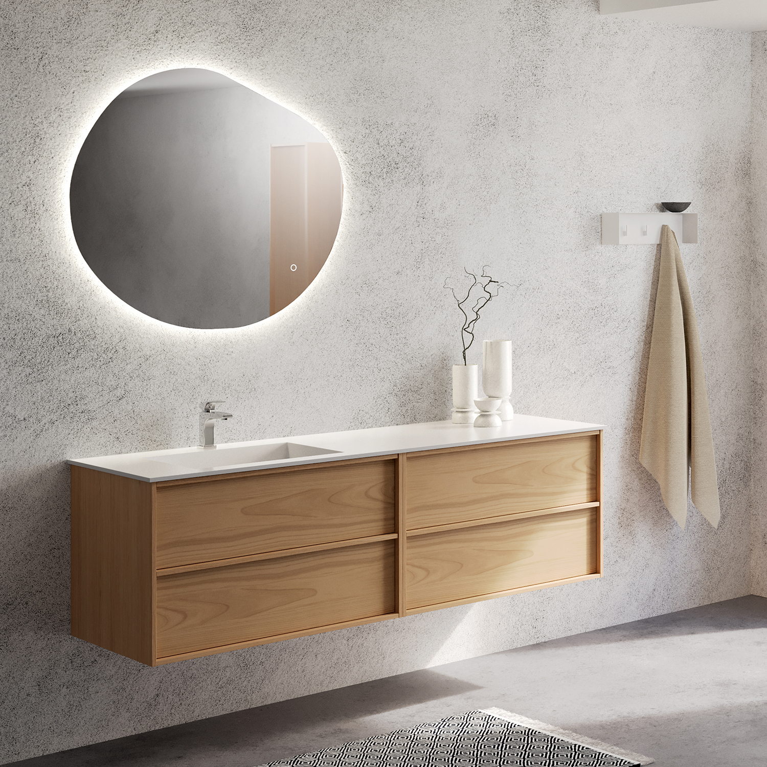 Corian Sidestilt Servant m/Flat bunn - Hvit Matt - Bilde 3