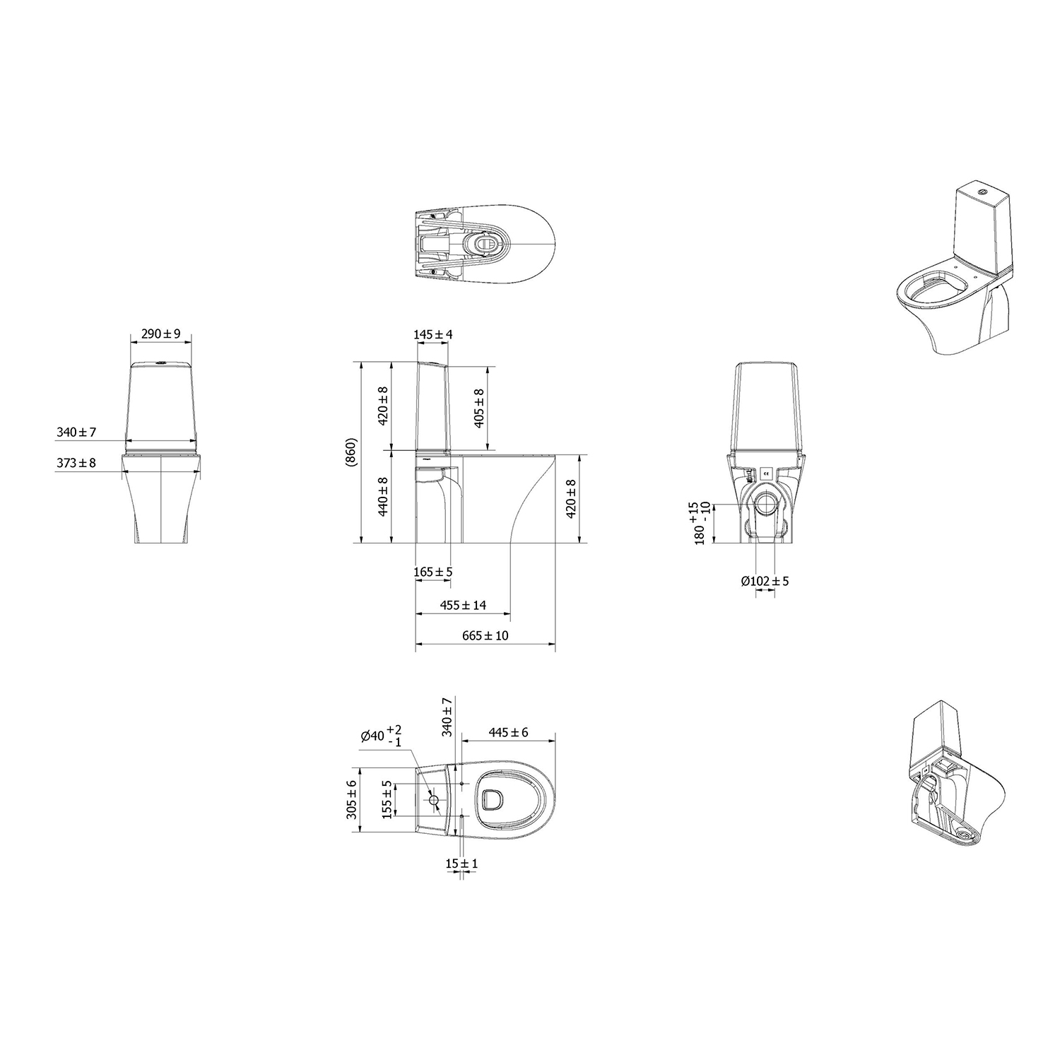 VikingBad Ciba Toalett Gulvstående - Sort Matt - Bilde 2