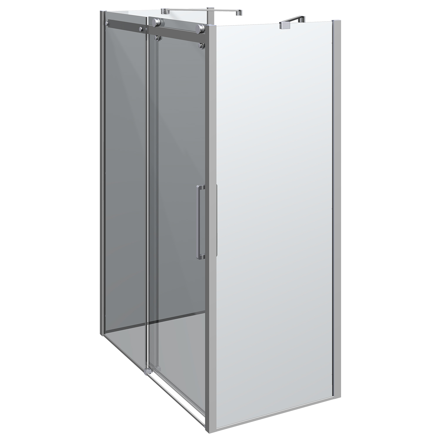 Dansani XXL Skyvedør med 2 Fastvegger - Krom