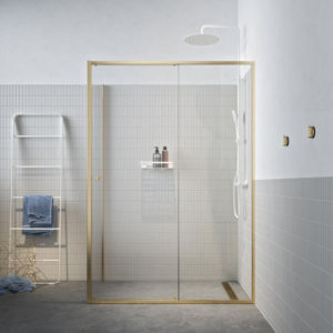 Sealskin Contour Skyvedør med sidevegg - Børstet Gull