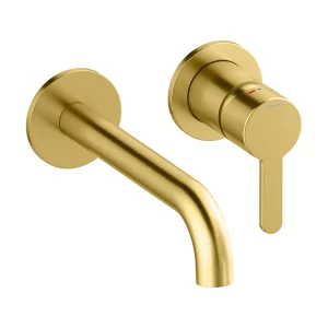 Silhouet Servantkran for innbygging m/Rosett 180 - Børs. Messing