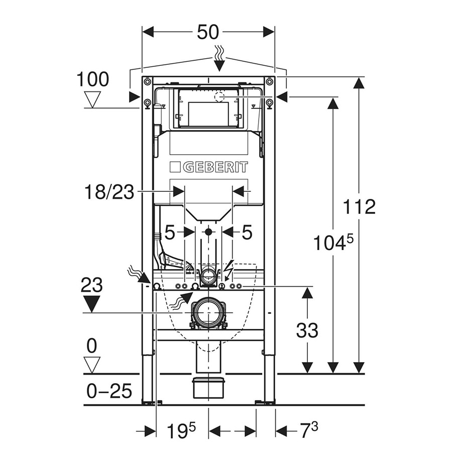 Geberit Duofix-element for vegghengt toalett, 112 cm - Bilde 3