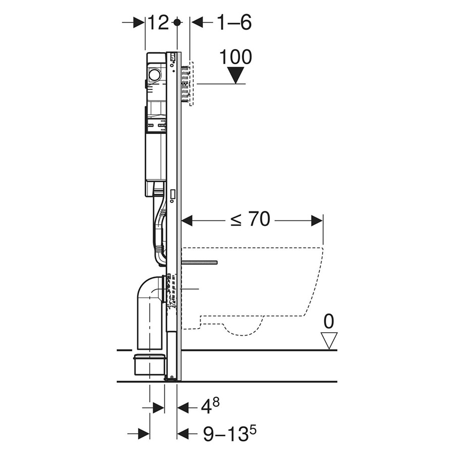Geberit Duofix-element for vegghengt toalett, 112 cm - Bilde 4