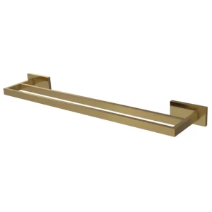 VikingBad Luna Rett Dobbel Håndklestang - Børstet Messing