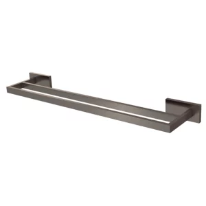 VikingBad Luna Rett Dobbel Håndklestang - Børstet Grå