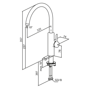 Iris kjøkkenkran tegning