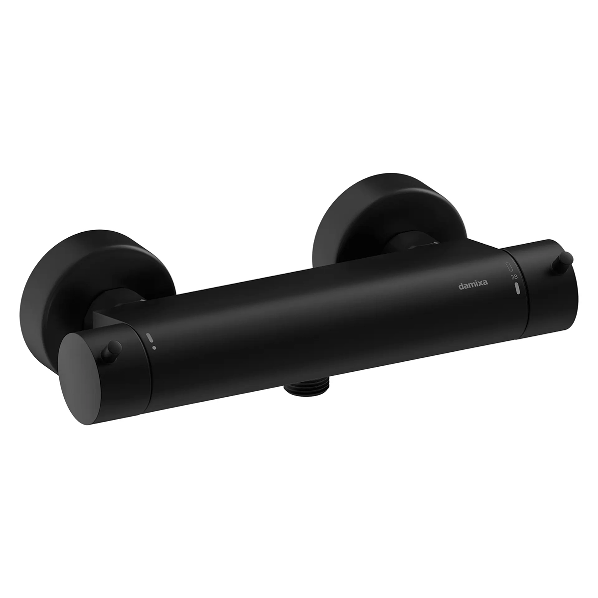 Iris dusjkran i sort matt finish, termostatstyrt for presis temperatur og vannkontroll.