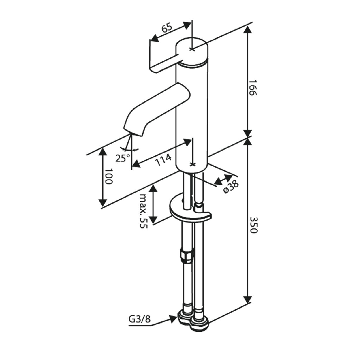 Damixa Iris Servantkran medium - Børstet Stål - Bilde 2