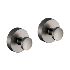 Zen håndklekrok med rosett i børstet grafitt – eksklusivt og moderne uttrykk.