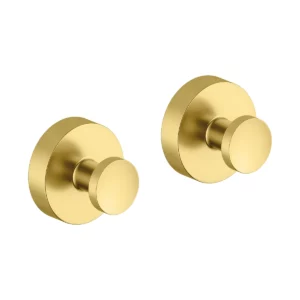 Zen håndklekrok med rosett i børstet messing – luksuriøs finish til badet.