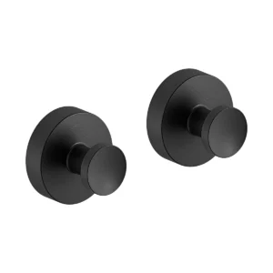 Zen håndklekrok med rosett i sort matt – moderne og minimalistisk krok.